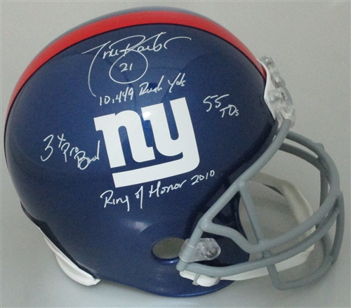 TIKI BARBER SIGNED FULL SIZE NY GIANTS REPLICA HELMET W/ SCRIPTS - JSA