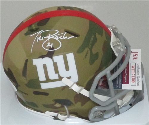 TIKI BARBER SIGNED RIDDELL NY GIANTS CAMO MINI HELMET - JSA