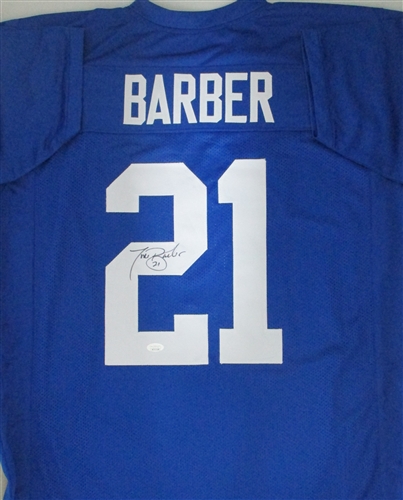 TIKI BARBER SIGNED NY GIANTS CUSTOM REPLICA BLUE JERSEY - JSA