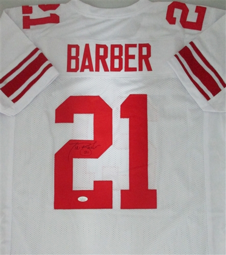 TIKI BARBER SIGNED NY GIANTS CUSTOM REPLICA WHITE JERSEY - JSA