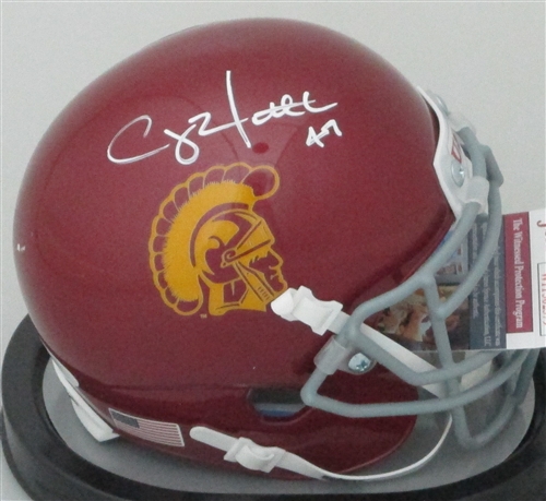 CLAY MATTHEWS SIGNED USC TROJANS MINI HELMET - JSA