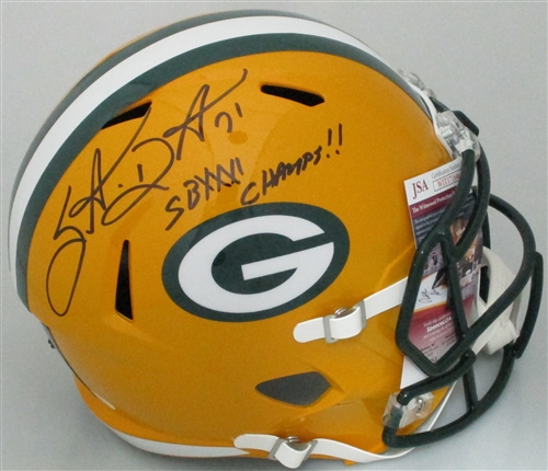 SANTANA DOTSON SIGNED FULL SIZE PACKERS REPLICA HELMET W/ SB XXXI - JSA