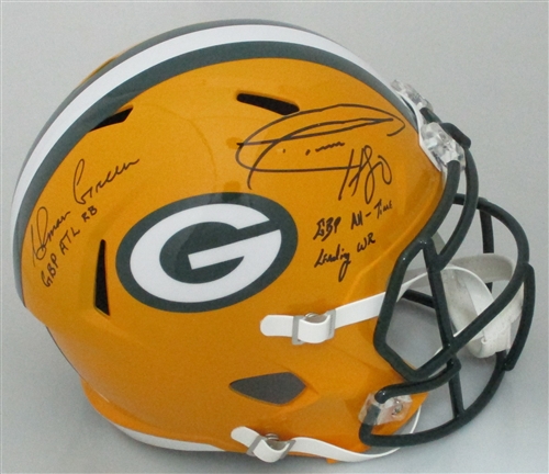 DONALD DRIVER & AHMAN GREEN DUAL SIGNED FULL SIZE PACKERS REPLICA SPEED HELMET - JSA