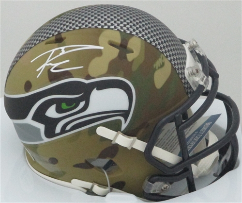 RUSSELL WILSON SIGNED RIDDELL SEAHAWKS CAMO SPEED MINI HELMET - BCA