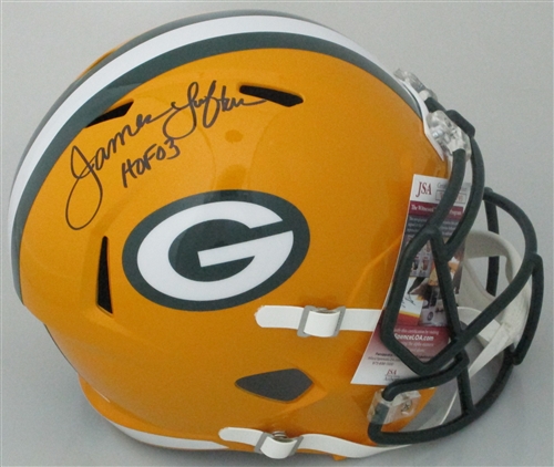 JAMES LOFTON SIGNED FULL SIZE PACKERS REPLICA SPEED HELMET W/ HOF 03 - JSA