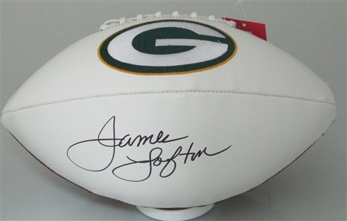 JAMES LOFTON SIGNED WILSON PACKERS LOGO WHITE PANEL FOOTBALL - JSA