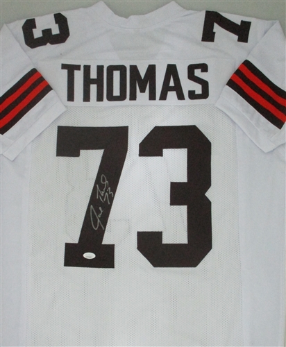 JOE THOMAS SIGNED CUSTOM REPLICA BROWNS WHITE JERSEY - JSA