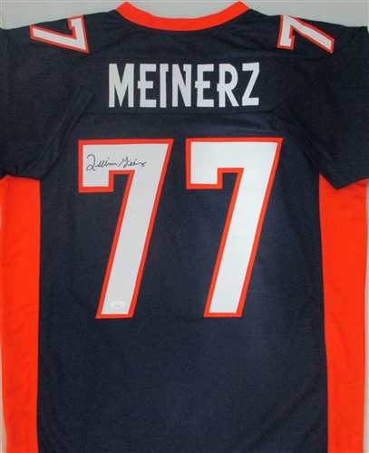 QUINN MEINERZ SIGNED CUSTOM REPLICA BRONCOS NAVY JERSEY - JSA