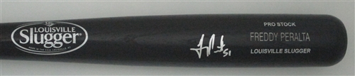 FREDDY PERALTA SIGNED LOUISVILLE SLUGGER NAME ENGRAVED BLACK BAT - BREWERS - JSA