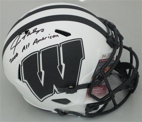 JOE THOMAS SIGNED FULL SIZE WI BADGERS REPLICA SPEED LUNAR HELMET W/ SCRIPT - JSA