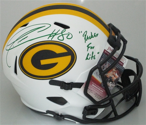 DONALD DRIVER SIGNED FULL SIZE PACKERS LUNAR SPEED REPLICA HELMET W/ SCRIPT - JSA