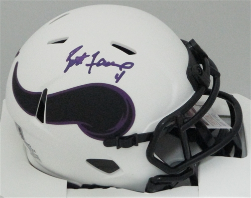 BRETT FAVRE SIGNED VIKINGS LUNAR SPEED MINI HELMET - JSA