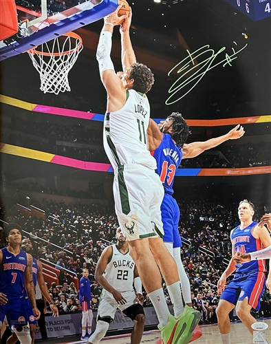 BROOK LOPEZ SIGNED BUCKS 16X20 PHOTO #8 - JSA