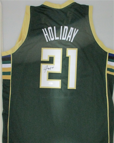 JRUE HOLIDAY SIGNED CUSTOM REPLICA BUCKS GREEN JERSEY - JSA