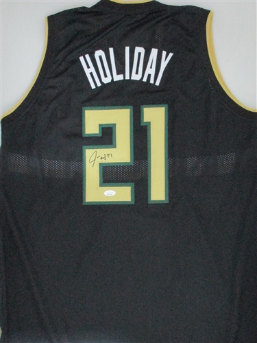 JRUE HOLIDAY SIGNED CUSTOM REPLICA BUCKS BLACK JERSEY - JSA