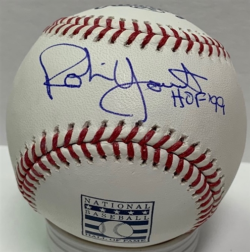 ROBIN YOUNT SIGNED MLB HALL OF FAME LOGO BASEBALL W/ HOF - BREWERS - JSA