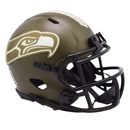 SEATTLE SEAHAWKS UNSIGNED RIDDELL NFL SALUTE TO SERVICE SPEED MINI HELMET