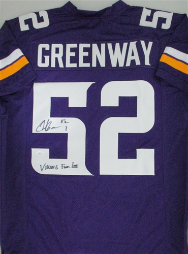 CHAD GREENWAY SIGNED CUSTOM REPLICA VIKINGS PURPLE JERSEY - JSA