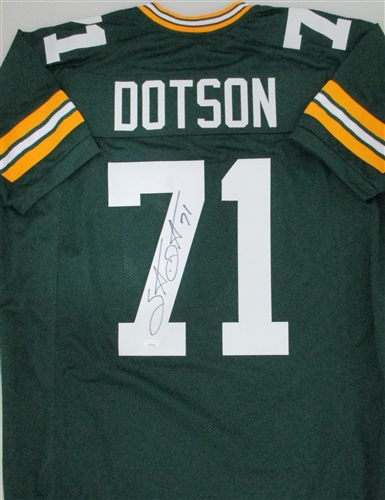 SANTANA DOTSON SIGNED CUSTOM REPLICA PACKERS GREEN JERSEY - JSA