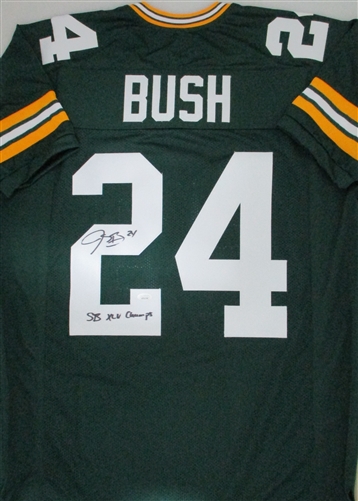 JARRETT BUSH SIGNED CUSTOM REPLICA PACKERS GREEN JERSEY W/ SB CHAMPS- JSA