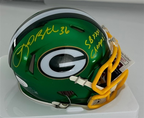 LEROY BUTLER SIGNED PACKERS FLASH SPEED MINI HELMET W/ SB CHAMPS - JSA