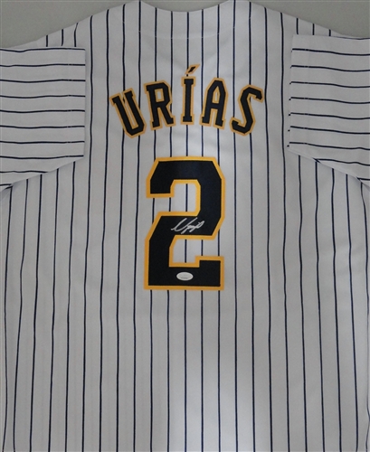 LUIS URIAS SIGNED CUSTOM REPLICA BREWERS  PINSTRIPE JERSEY - JSA