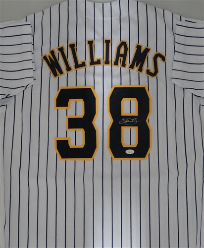 DEVIN WILLIAMS SIGNED CUSTOM REPLICA BREWERS  PINSTRIPE JERSEY - JSA