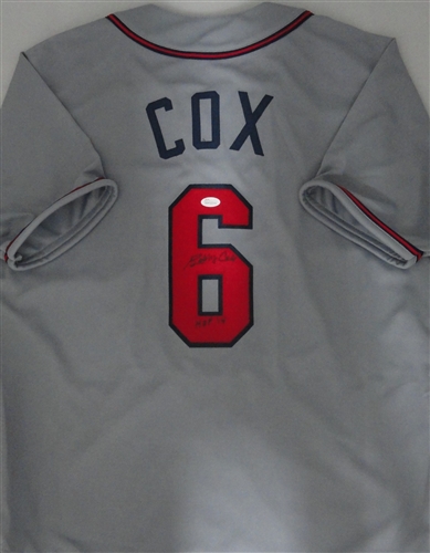 BOBBY COX SIGNED CUSTOM REPLICA BRAVES GREY JERSEY W/ HOF 14 - JSA