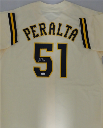 FREDDY PERALTA SIGNED CUSTOM REPLICA BREWERS CREAM JERSEY - JSA