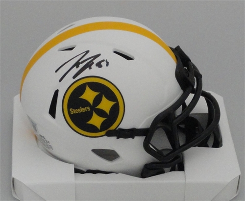 PAT FREIERMUTH SIGNED STEELERS LUNAR SPEED MINI HELMET - BAS