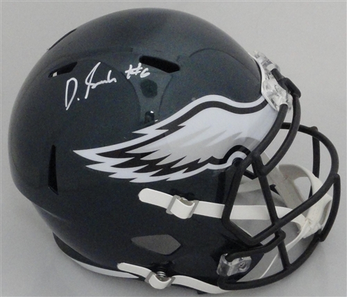 DEVONTA SMITH SIGNED FULL SIZE EAGLES REPLICA SPEED HELMET - BAS