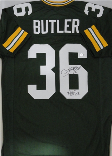 LEROY BUTLER SIGNED CUSTOM REPLICA PACKERS GREEN JERSEY W/ HOF 22 - JSA