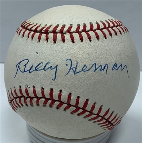 BILLY HERMAN  (D) SIGNED OFFICIAL NATIONAL LEAGUE BASEBALL - DODGERS - CUBS - JSA