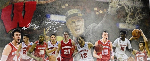 KOENIG GASSER & SHOWALTER SIGNED 13X31 STRETCHED CUSTOM WI BADGERS CANVAS COLLAGE - JSA