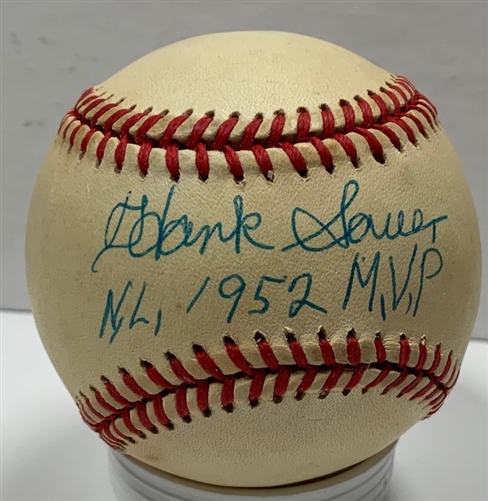 HANK SAUER (D) SIGNED OFFICIAL NATIONAL LEAGUE BASEBALL W/ MVP - CUBS - JSA