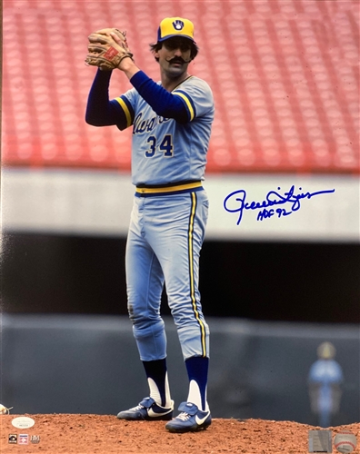 ROLLIE FINGERS SIGNED 16X20 BREWERS PHOTO #8 W/ HOF - JSA