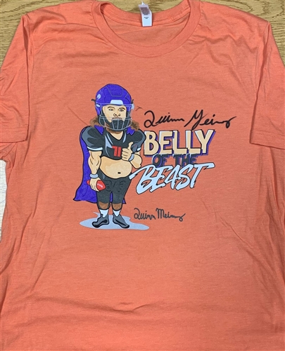 QUINN MEINERZ SIGNED UW-WHITEWATER WARHAWKS BELLY OF THE BEAST ORANGE T-SHIRT