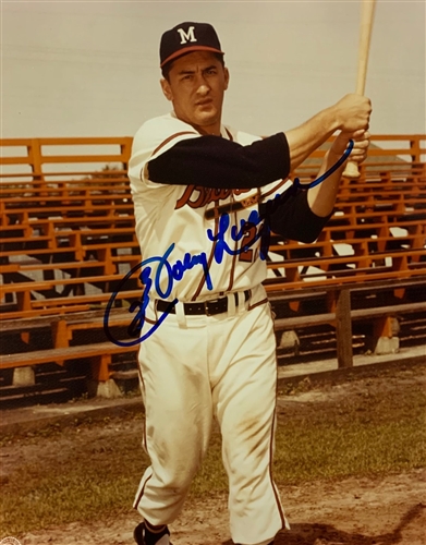 JOHNNY LOGAN SIGNED MILW BRAVES 8X10 PHOTO #1