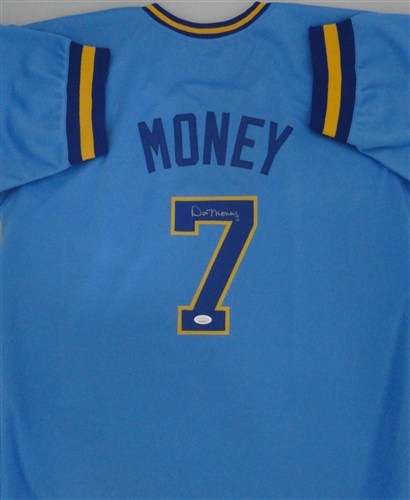 DON MONEY SIGNED CUSTOM REPLICA BREWERS BLUE JERSEY - JSA