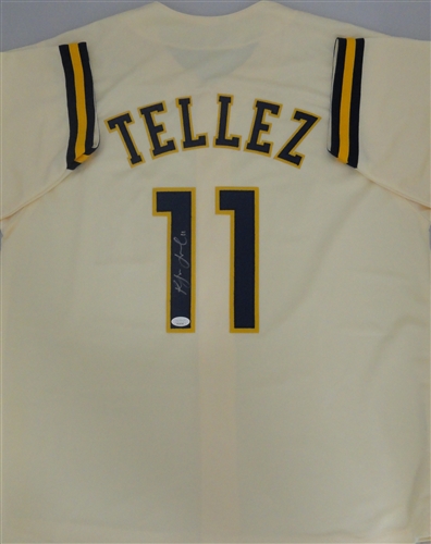 ROWDY TELLEZ SIGNED CUSTOM REPLICA BREWERS CREAM JERSEY - JSA