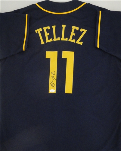 ROWDY TELLEZ SIGNED CUSTOM REPLICA BREWERS BLUE JERSEY - JSA