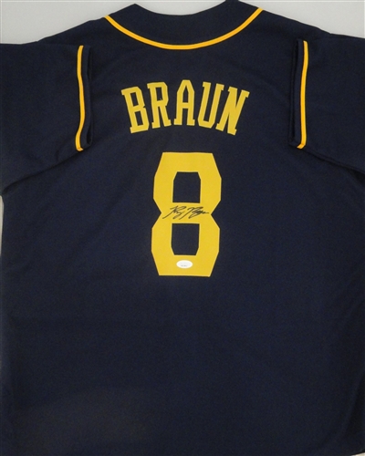 RYAN BRAUN SIGNED CUSTOM REPLICA BREWERS BLUE JERSEY - JSA