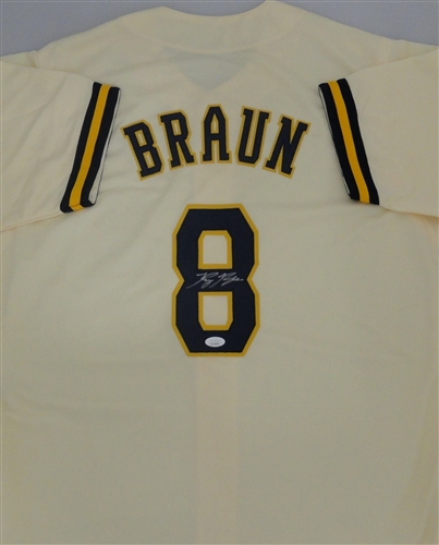 RYAN BRAUN SIGNED CUSTOM REPLICA BREWERS CREAM JERSEY - JSA