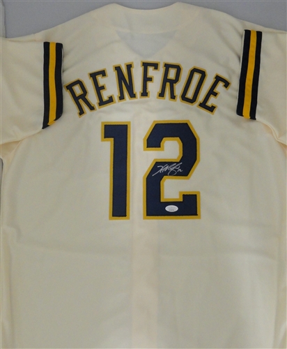 HUNTER RENFROE SIGNED CUSTOM REPLICA BREWERS CREAM JERSEY - JSA