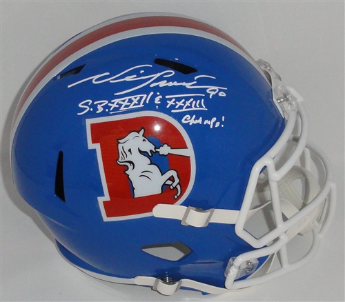 BRONCOS NEIL SMITH SIGNED FULL SIZE REPLICA THROWBACK HELMET W/ SCRIPT - BAS