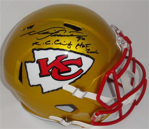 CHIEFS NEIL SMITH SIGNED FULL SIZE REPLICA SPEED FLASH HELMET W/ SCRIPT - BAS