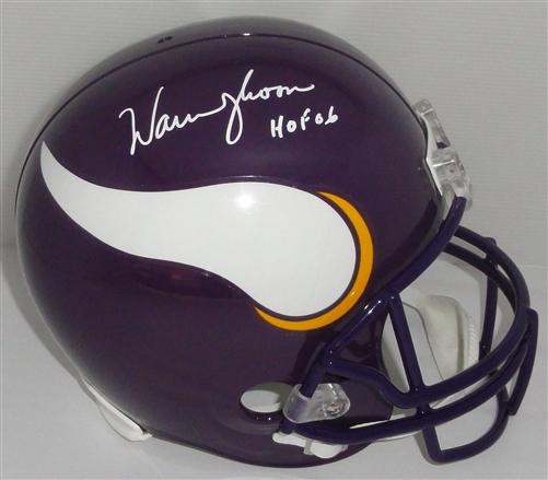 VIKINGS WARREN MOON SIGNED FULL SIZE REPLICA THROWBACK HELMET W/ HOF - BAS