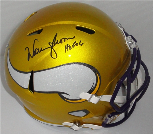 VIKINGS WARREN MOON SIGNED FULL SIZE REPLICA FLASH HELMET W/ HOF - BAS