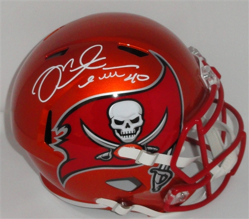 MIKE ALSTOTT SIGNED FULL SIZE BUCCANEERS FLASH REPLICA SPEED HELMET - JSA