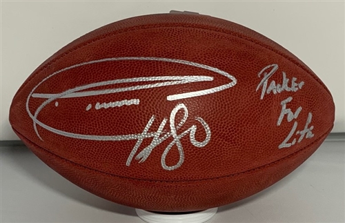 DONALD DRIVER SIGNED AUTHENTIC DUKE PACKERS LOGO FOOTBALL W/ PACKER FOR LIFE - JSA